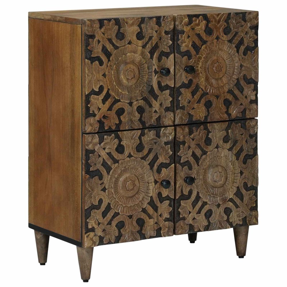 vidaXL Sideboard med lagring Brun 60 x 33,5 x 75 cm Massivt mangoträ