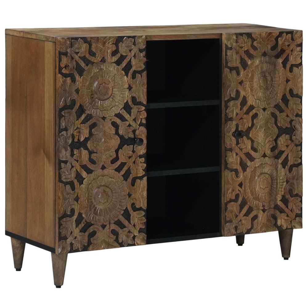vidaXL Sideboard med hylla Brun 90 x 33,5 x 75 cm Massivt mangoträ