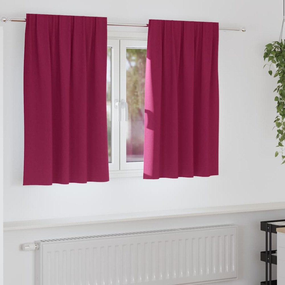 vidaXL Mörkläggningsgardiner med Ringar 2 pcs Vinröd 140 x 140 cm