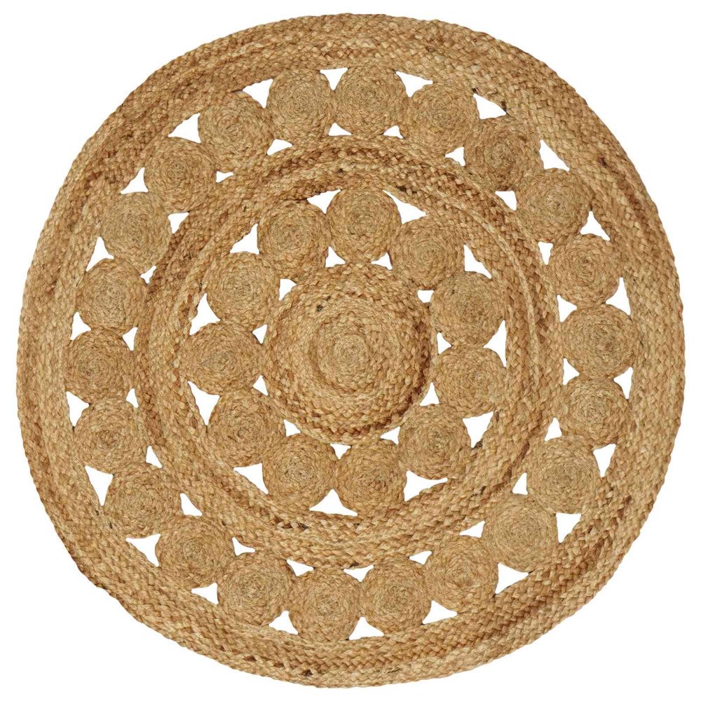 vidaXL Matta Naturfärg Ø 90 cm Jute