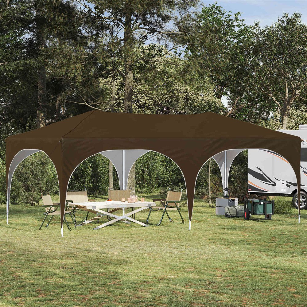 vidaXL Pop-up Partytält Taupe 575 x 288 x 245 cm Oxford Tyg