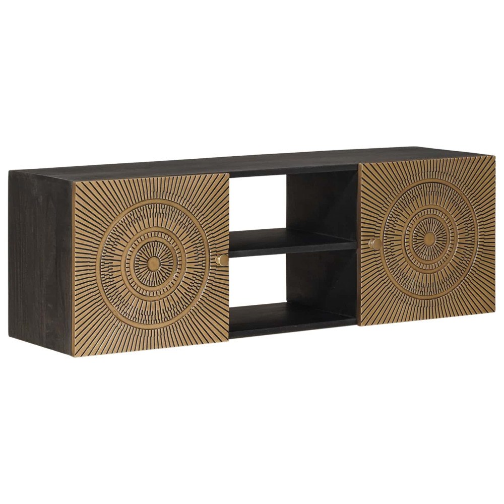 vidaXL TV-skåp med hylla med lagring med dörr Mässing 105 x 30 x 35 cm