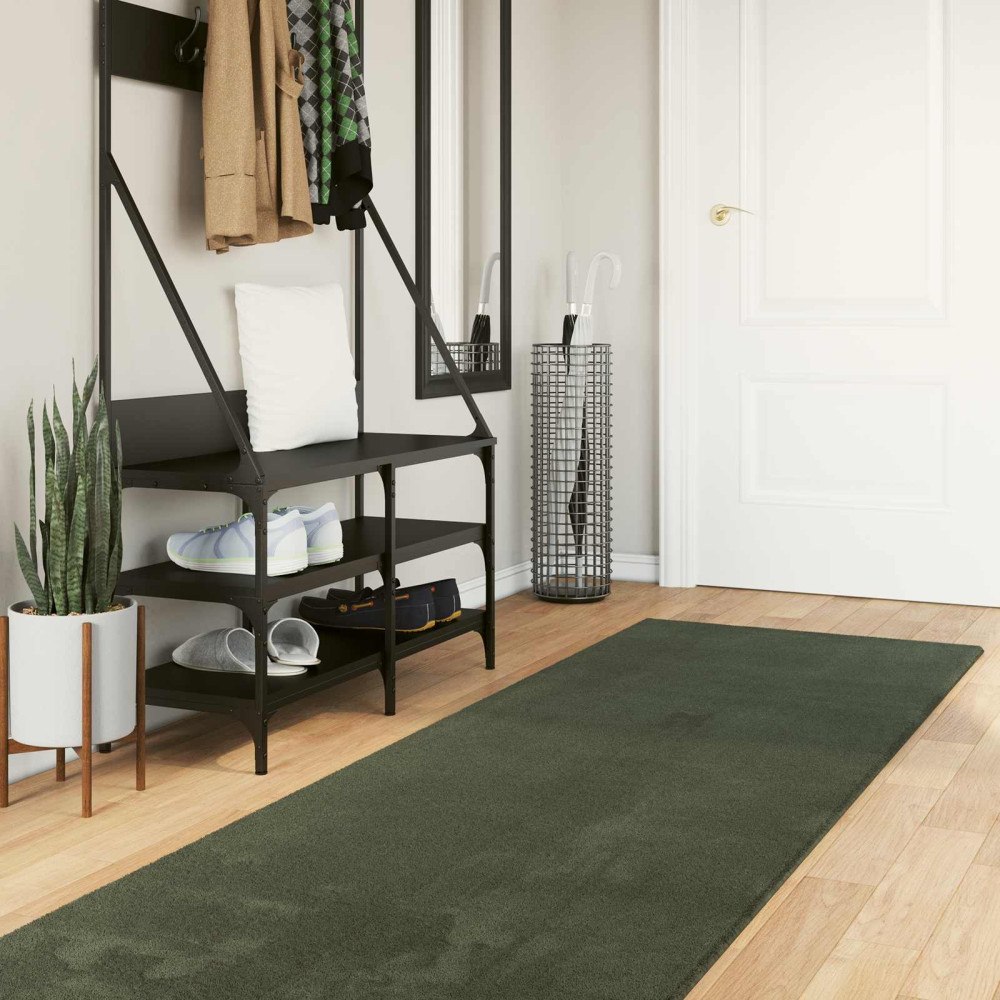 vidaXL Mellanhög mjuk och tvättbar matta HUARTE Skoggrön 400 x 80 cm