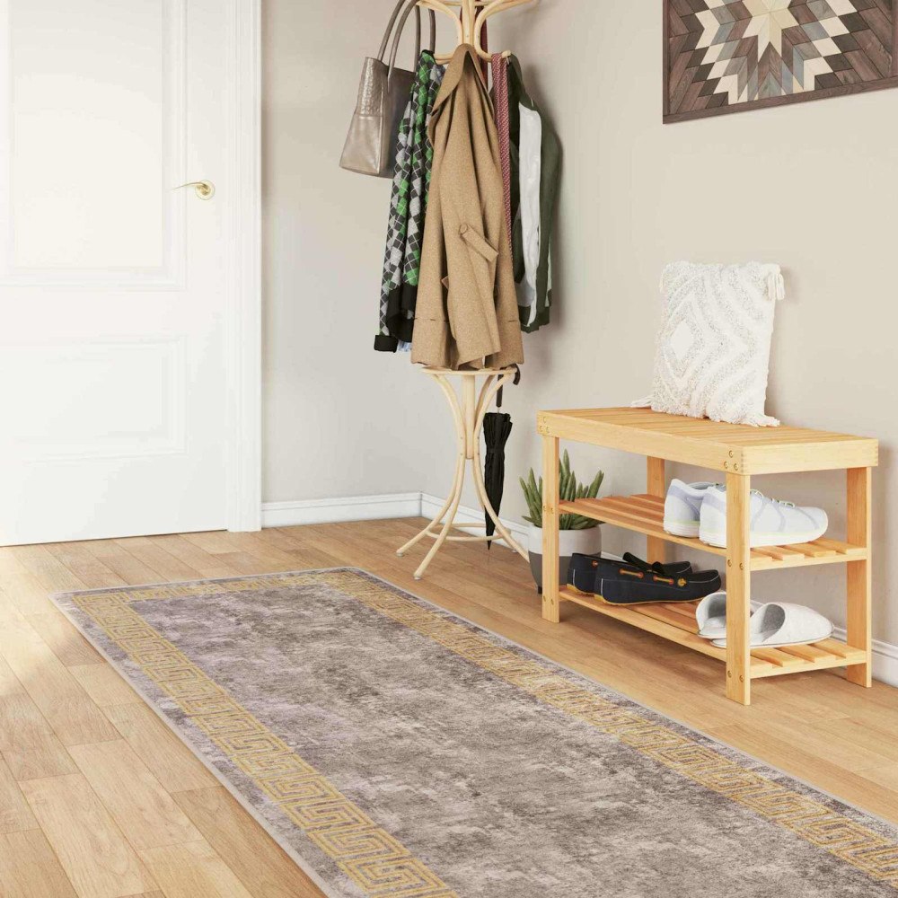 vidaXL Mattlöpare MARSA Grå 100 x 400 cm Polyester och PVC