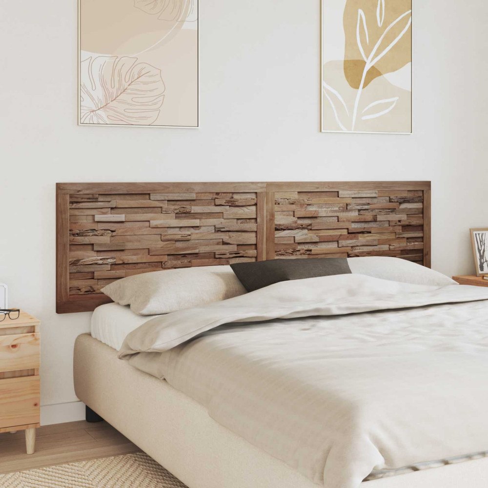 vidaXL Huvudgavel Väggmonterad Naturfärg 200 cm Massivt teakträ