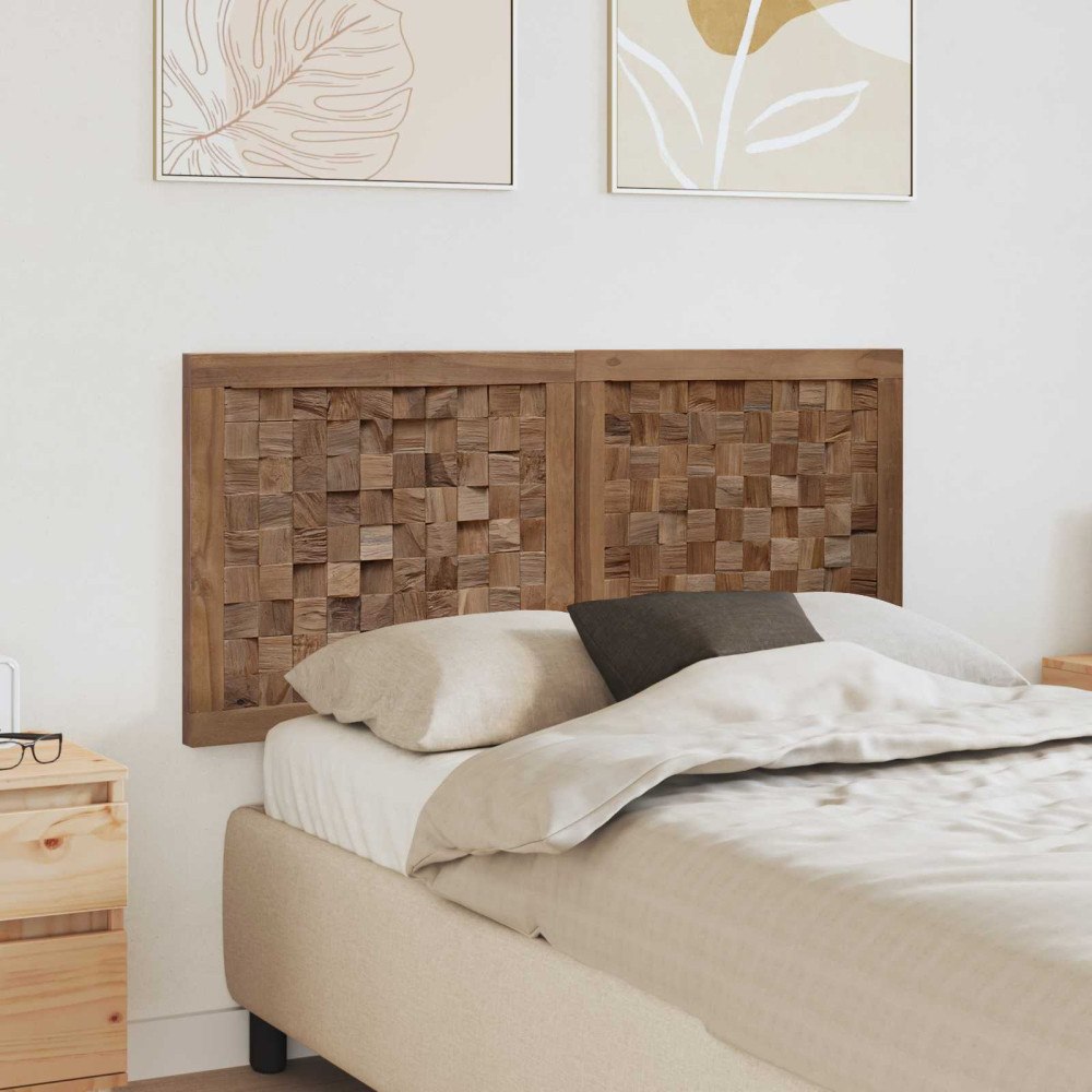 vidaXL Huvudgavel Väggmonterad Naturfärg 120 cm Massivt teakträ