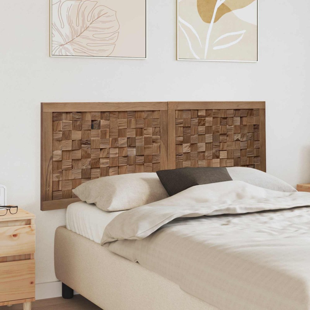 vidaXL Huvudgavel Väggmonterad Naturfärg 140 cm Massivt teakträ