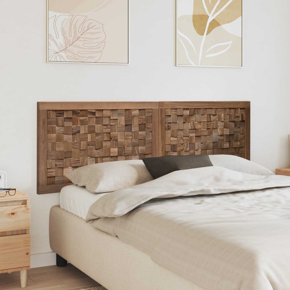 vidaXL Huvudgavel Väggmonterad Naturfärg 160 cm Massivt teakträ