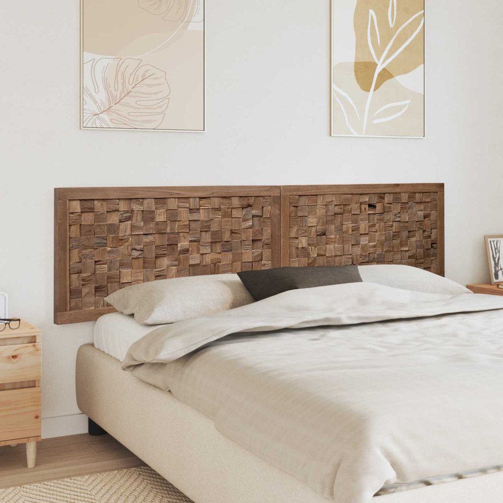 vidaXL Huvudgavel Väggmonterad Naturfärg 200 cm Massivt teakträ