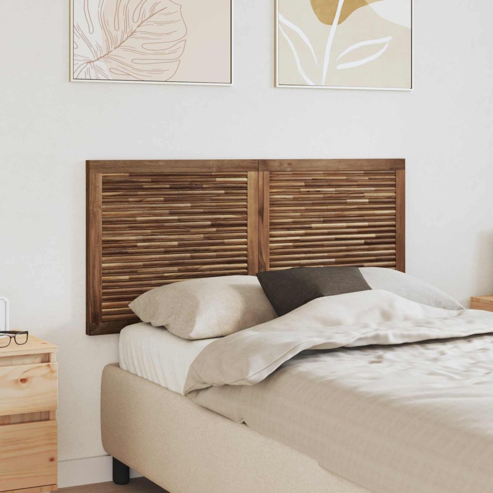 vidaXL Huvudgavel Väggmonterad Naturfärg 120 cm Massivt teakträ