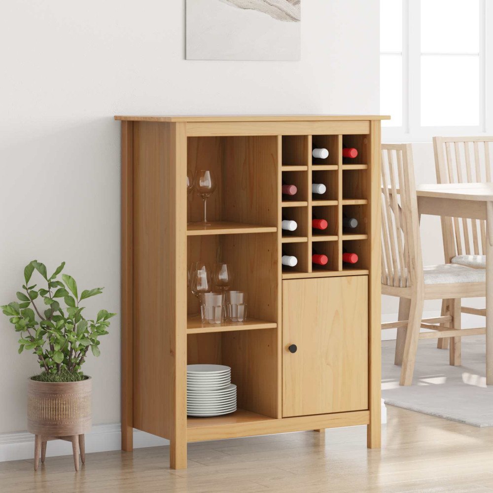 vidaXL Vinskåp HILL Honung brun 79,5 x 40 x 107,5 cm Massiv furu