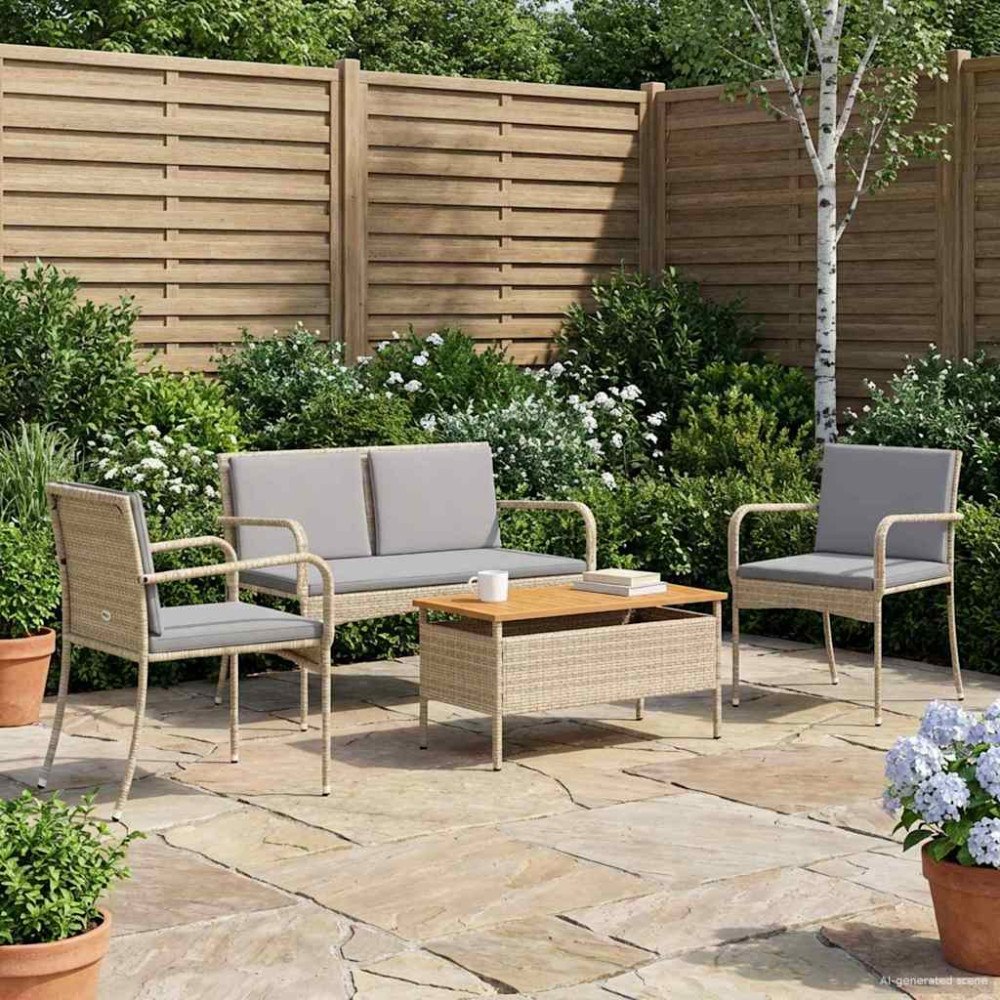 vidaXL Trädgårdset med kudde stål