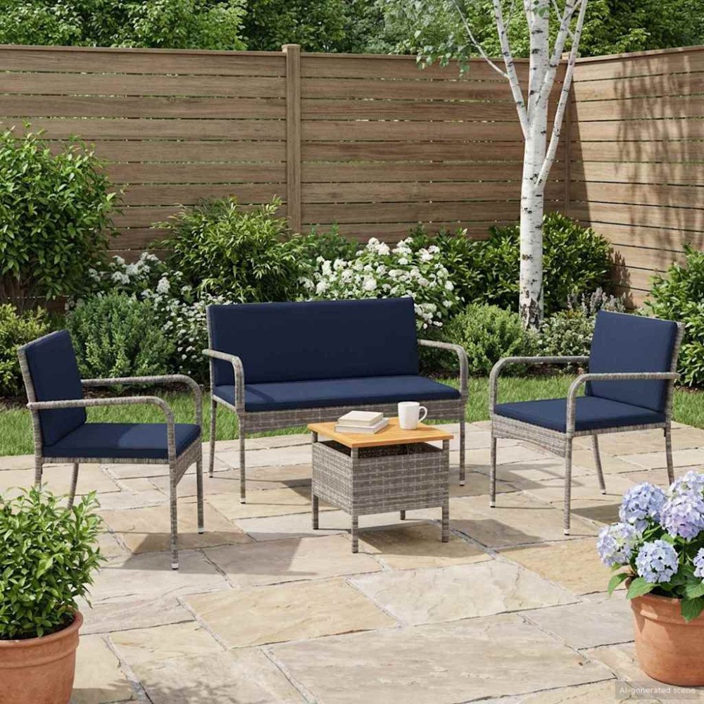 vidaXL Trädgårdset med kudde stål