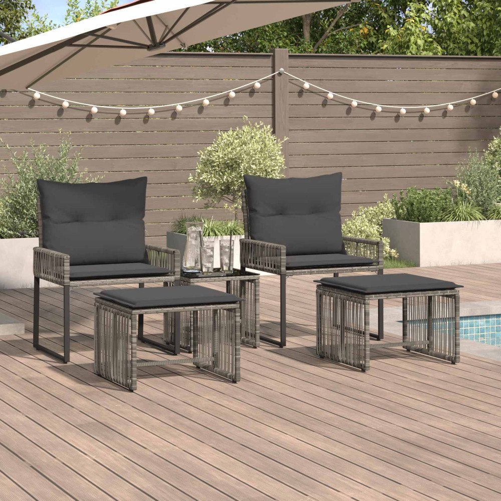 vidaXL Utemöbelset med kudde 11 pcs Grå och mörkgrå konstrotting