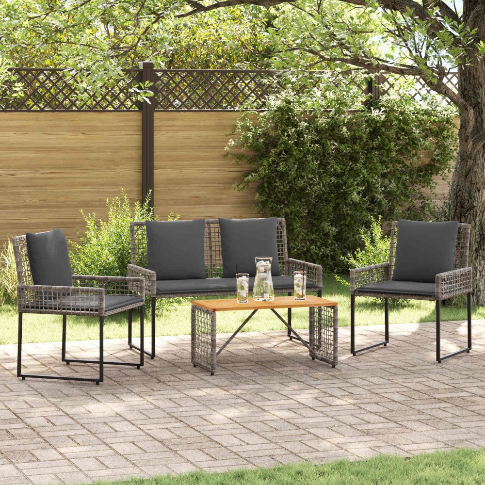 vidaXL Utemöbelset med kudde stål