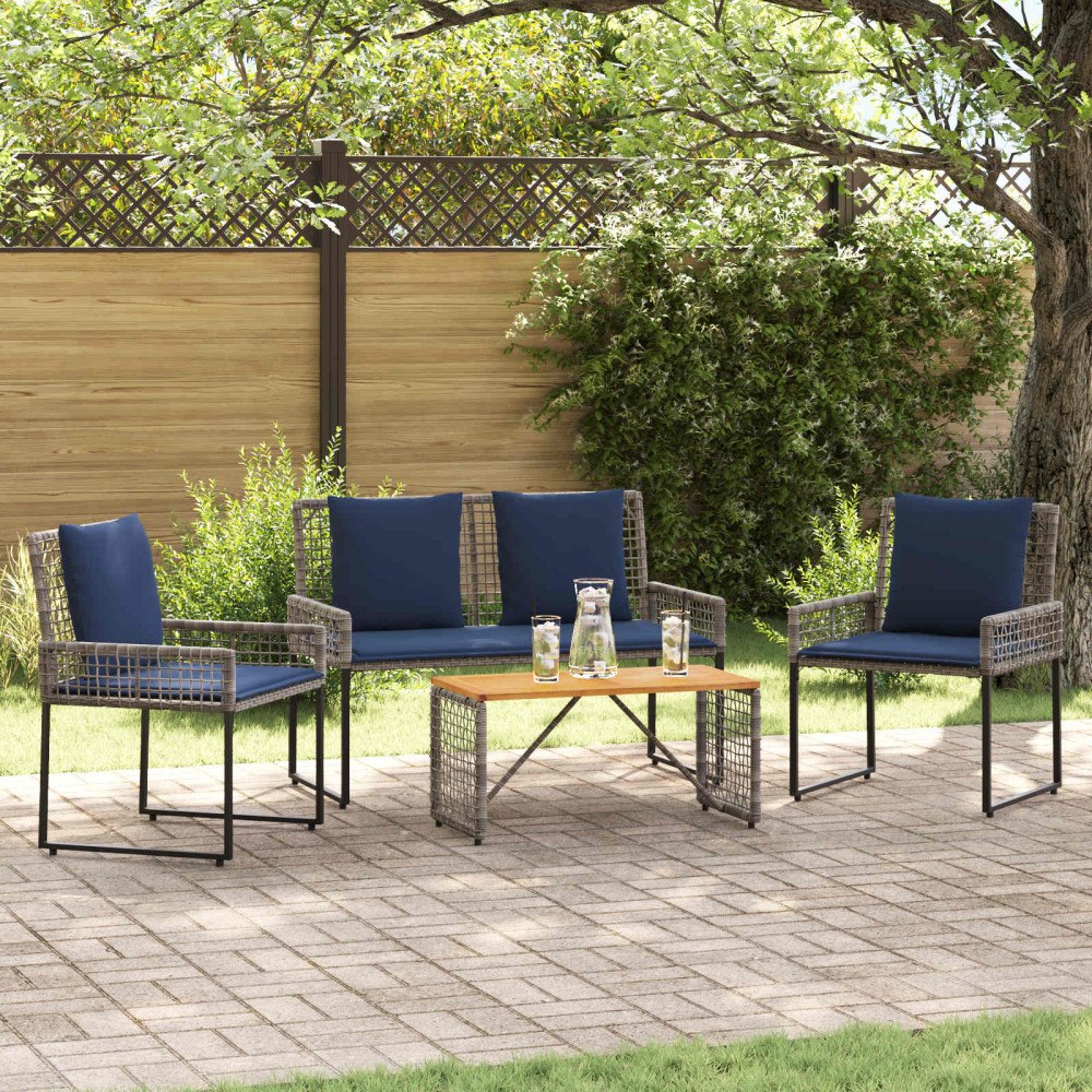 vidaXL Utemöbelset med kudde stål