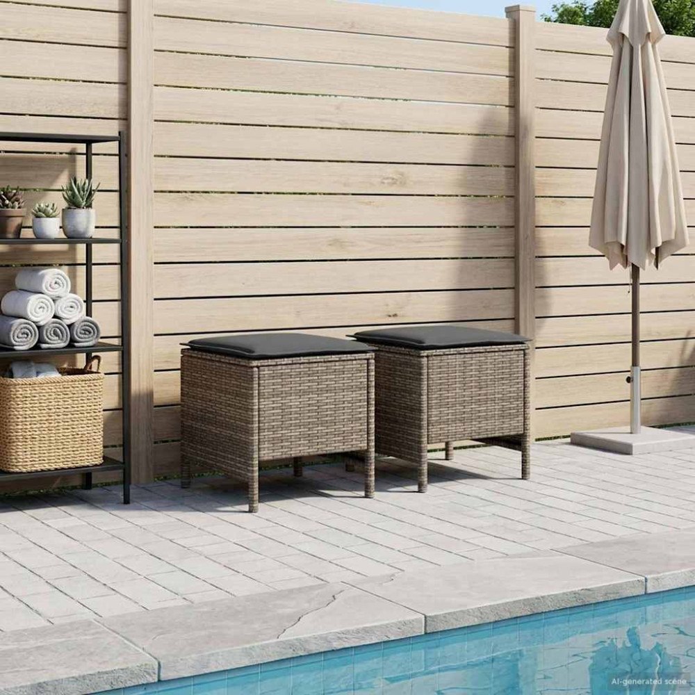 vidaXL Trädgårdspall 2 Stycke Grå och mörkgrå 38 x 38 x 45 cm