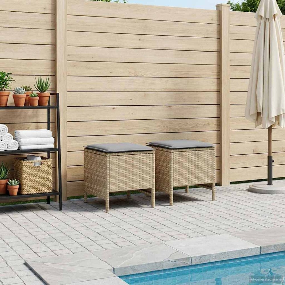 vidaXL Trädgårdspall 2 Stycke Beige och Ljusgrå 38 x 38 x 45 cm