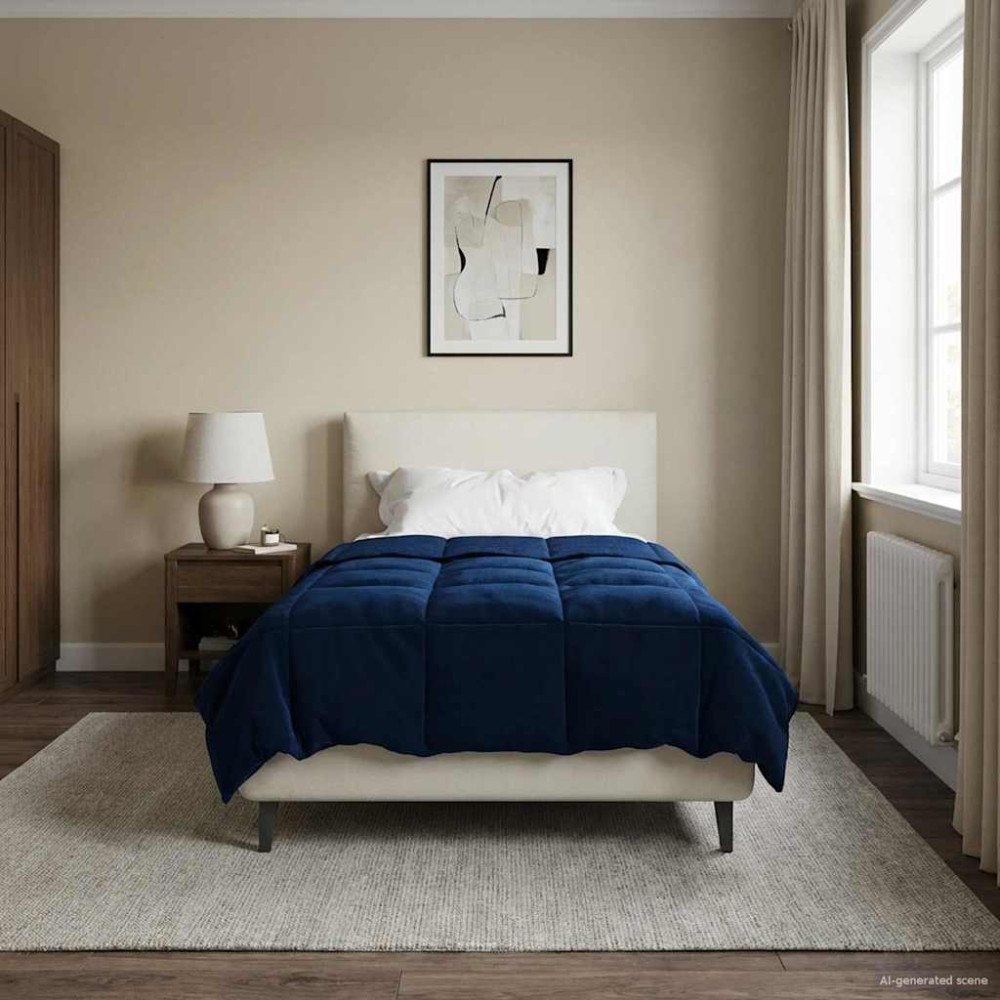 vidaXL Sommar Duvet Quiltad Mörkblå 155 x 200 cm Mikrofiber