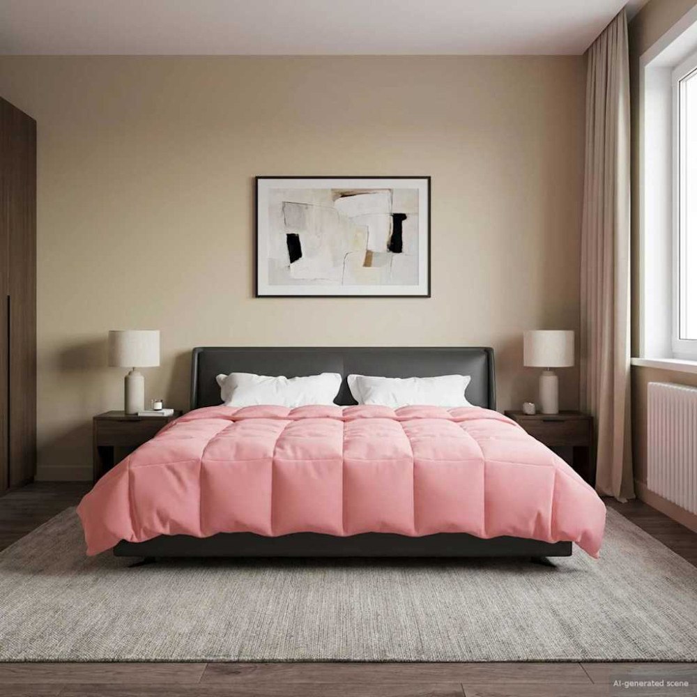 vidaXL Full Års-Duvet Quiltad Rosa 200 x 200 cm Mikrofiber