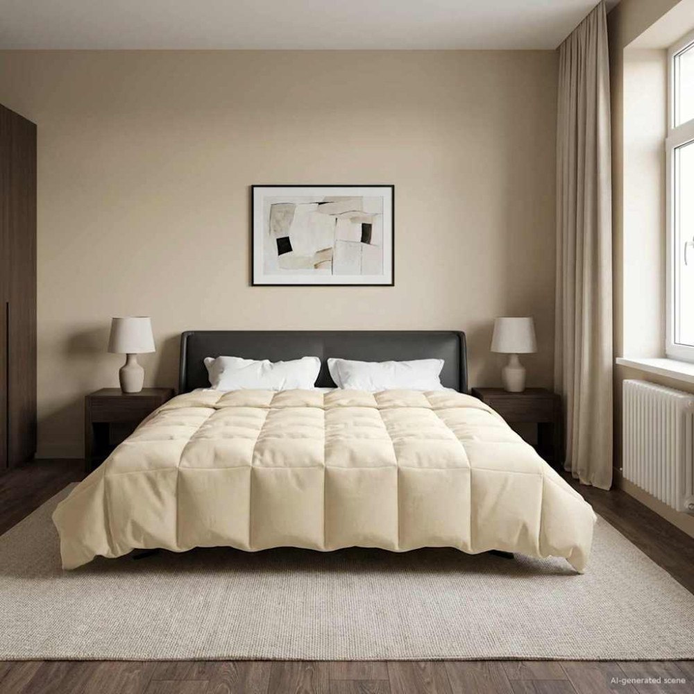 vidaXL Full Års-Duvet Quiltad Kräm 240 x 260 cm Mikrofiber