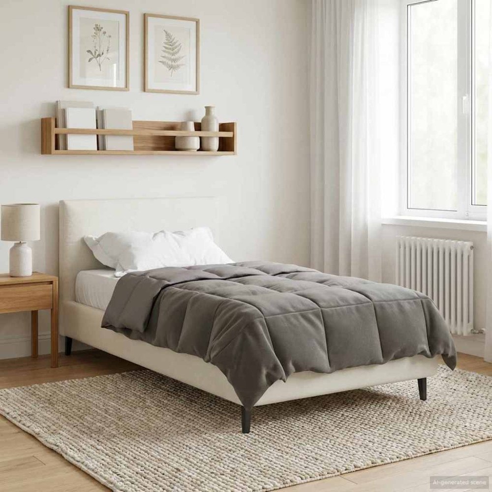 vidaXL Vinter Täcke Quiltad Ljusgrå 155 x 200 cm Mikrofiber