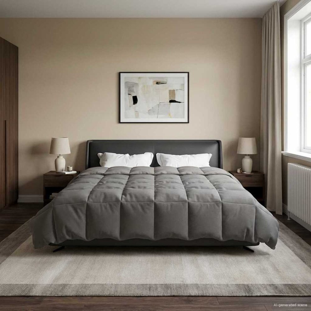 vidaXL Vinter Täcke Quiltad Ljusgrå 200 x 200 cm Mikrofiber