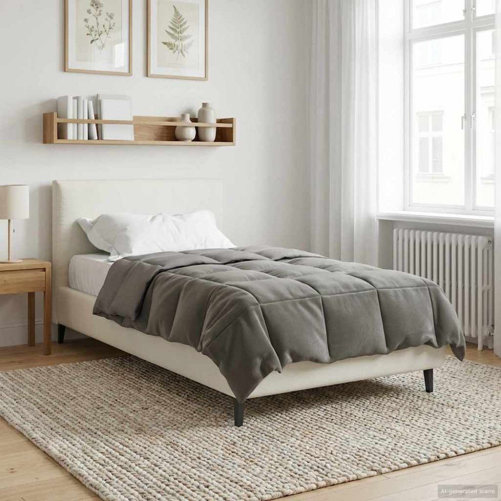 vidaXL Vinter Täcke Quiltad Ljusgrå 135 x 200 cm Mikrofiber