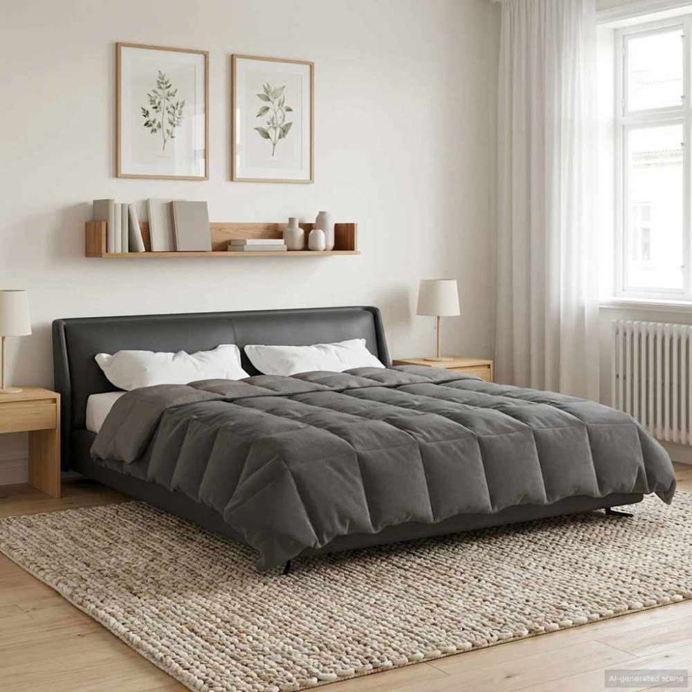 vidaXL Vinter Täcke Quiltad Ljusgrå 220 x 240 cm Mikrofiber