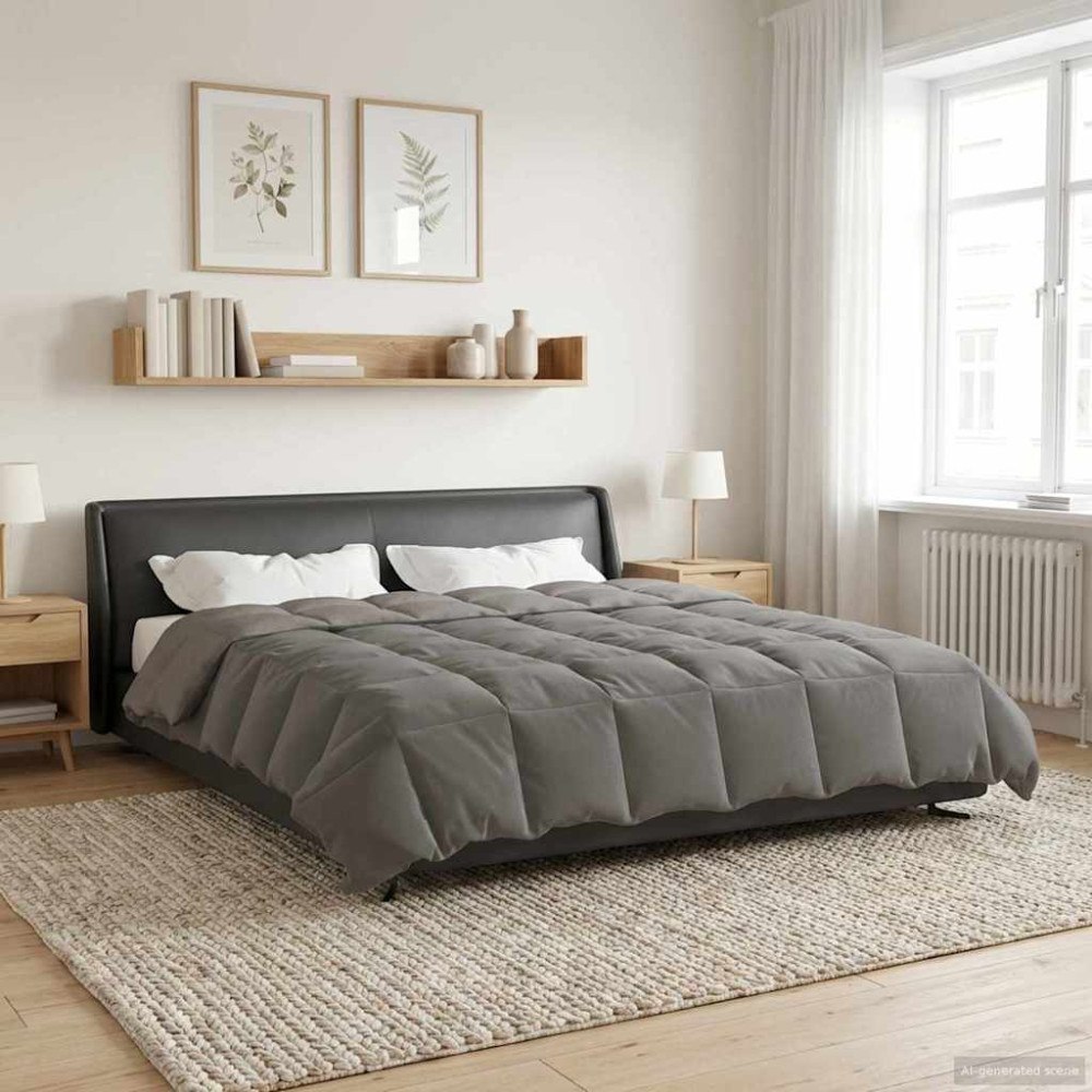 vidaXL Vinter Täcke Quiltad Ljusgrå 240 x 260 cm Mikrofiber