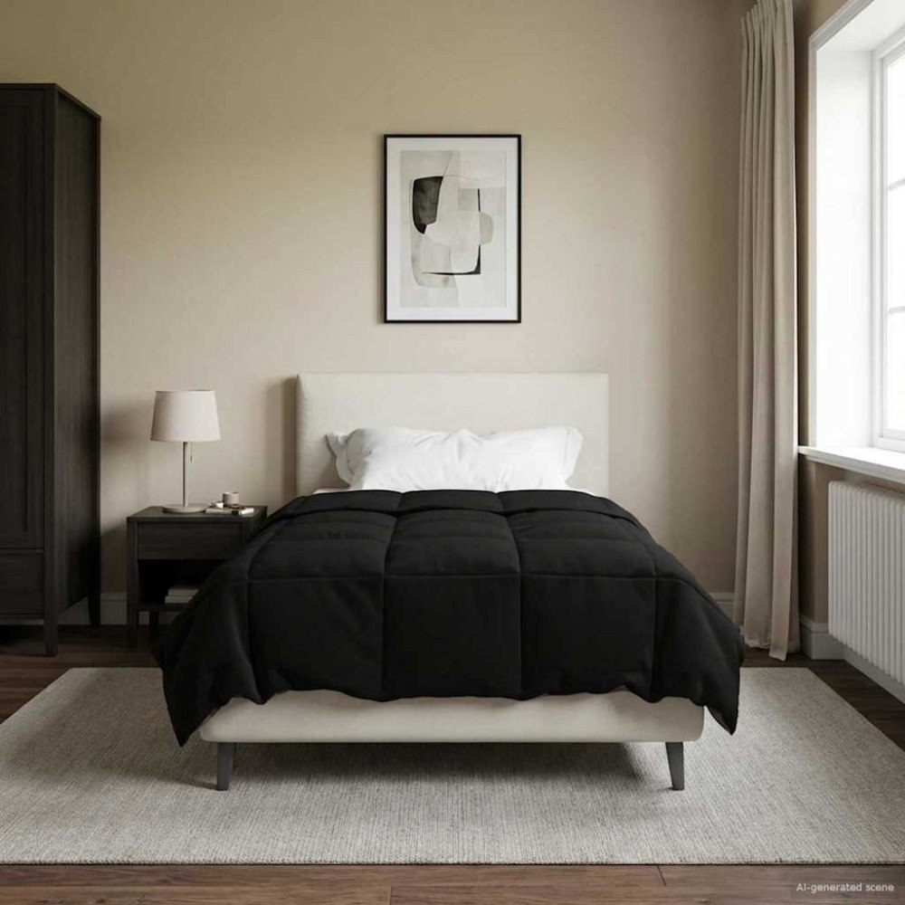 vidaXL Vinter Täcke Quiltad Svart 155 x 200 cm Mikrofiber