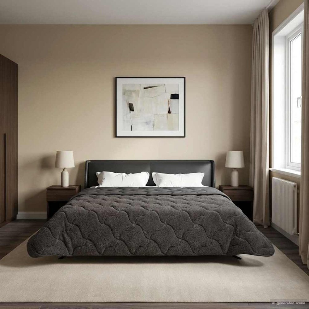 vidaXL Sommar Duvet Antracit 200 x 240 cm Mikrofiber och Teddyfleece