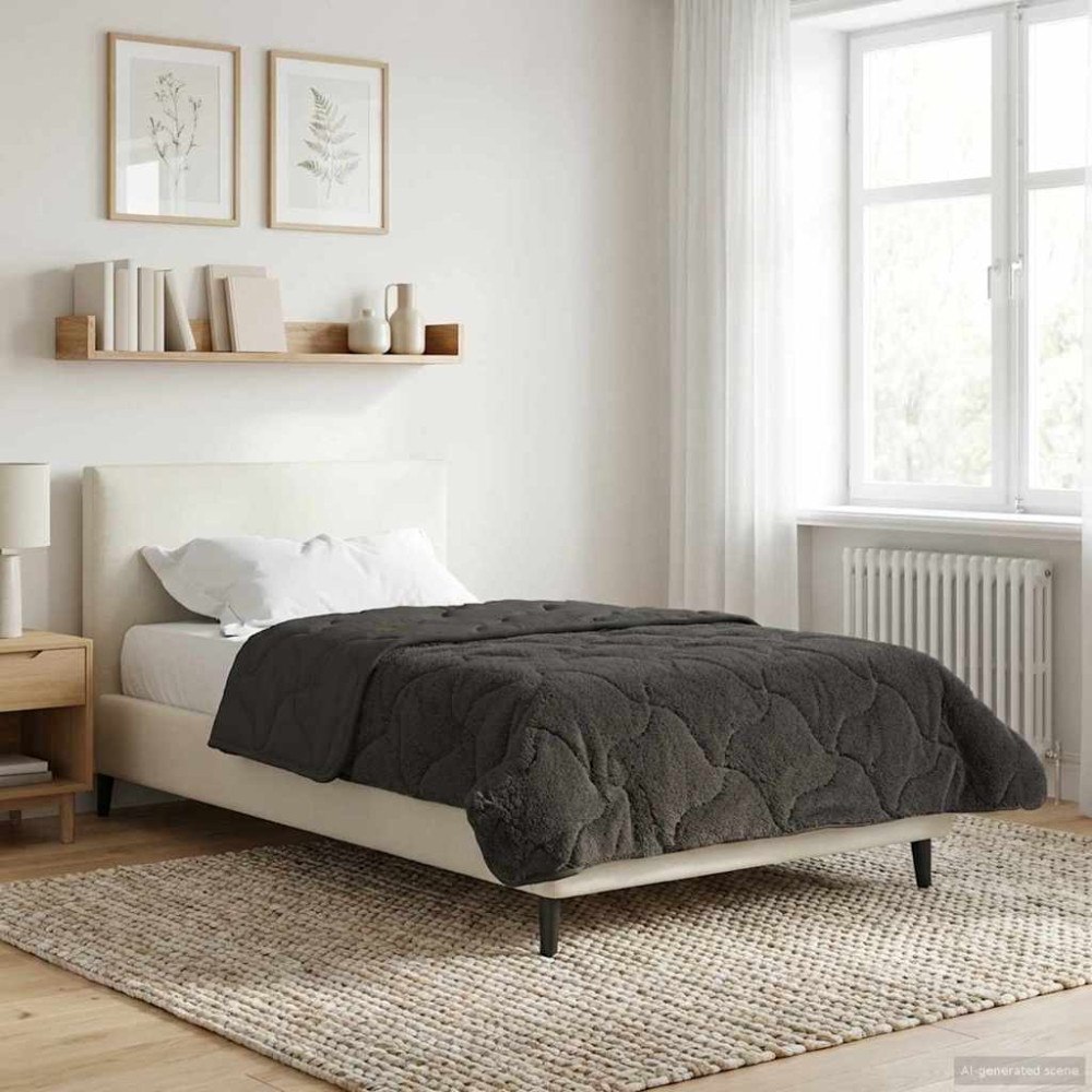 vidaXL Sommar Duvet Antracit 135 x 200 cm Mikrofiber och Teddyfleece