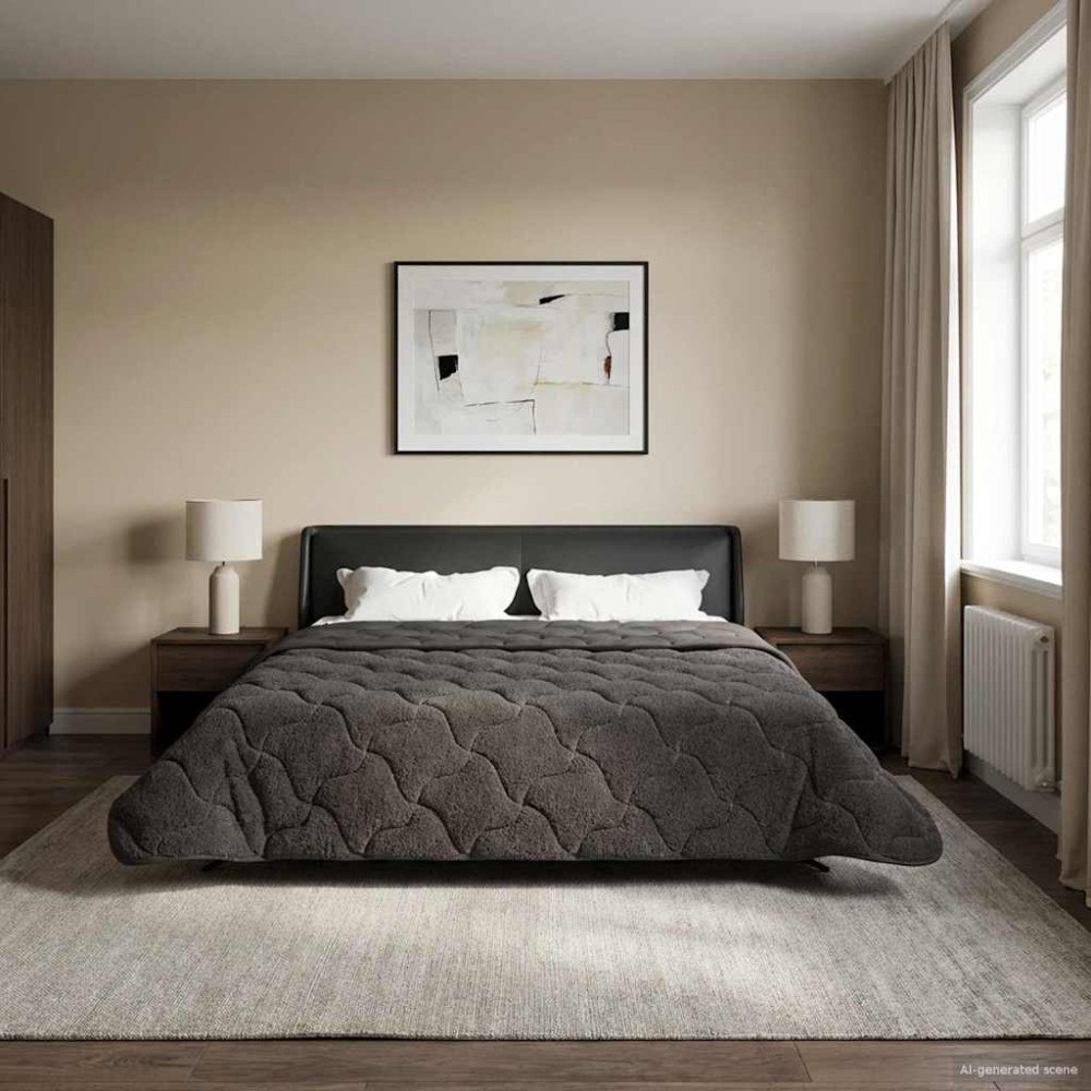 vidaXL Sommar Duvet Antracit 220 x 260 cm Mikrofiber och Teddyfleece