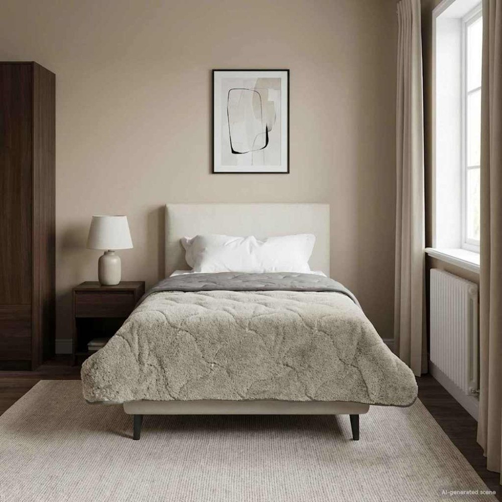 vidaXL Sommar Duvet Ljusgrå 155 x 200 cm Mikrofiber och Teddyfleece