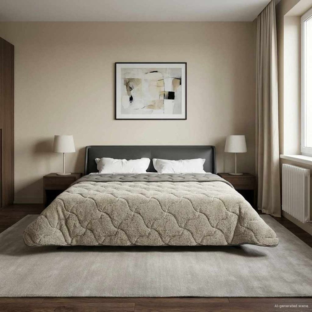 vidaXL Sommar Duvet Ljusgrå 200 x 200 cm Mikrofiber och Teddyfleece