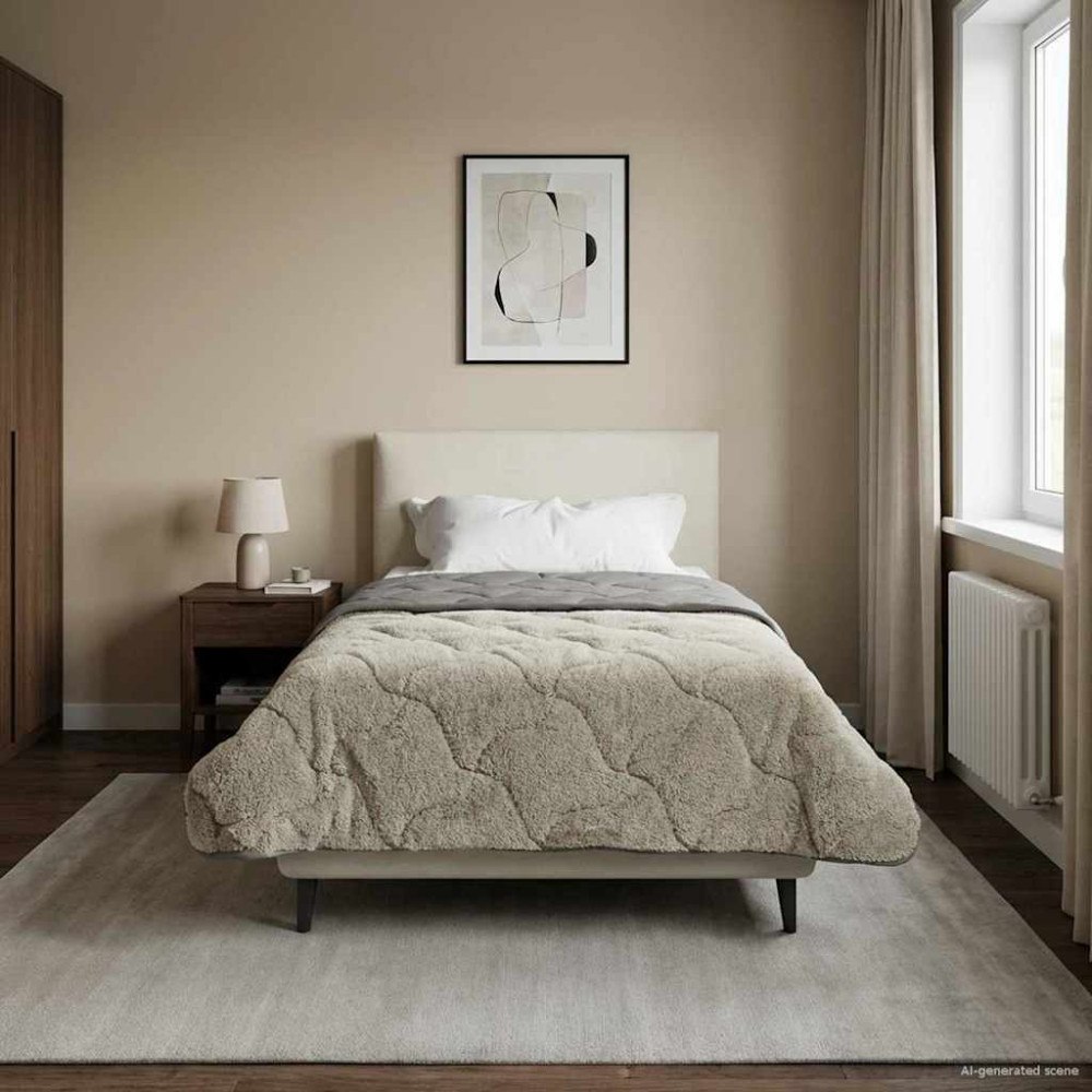 vidaXL Sommar Duvet Ljusgrå 155 x 220 cm Mikrofiber och Teddyfleece