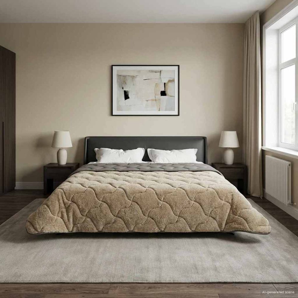 vidaXL Sommar Duvet Ljusgrå 240 x 260 cm Mikrofiber och Teddyfleece