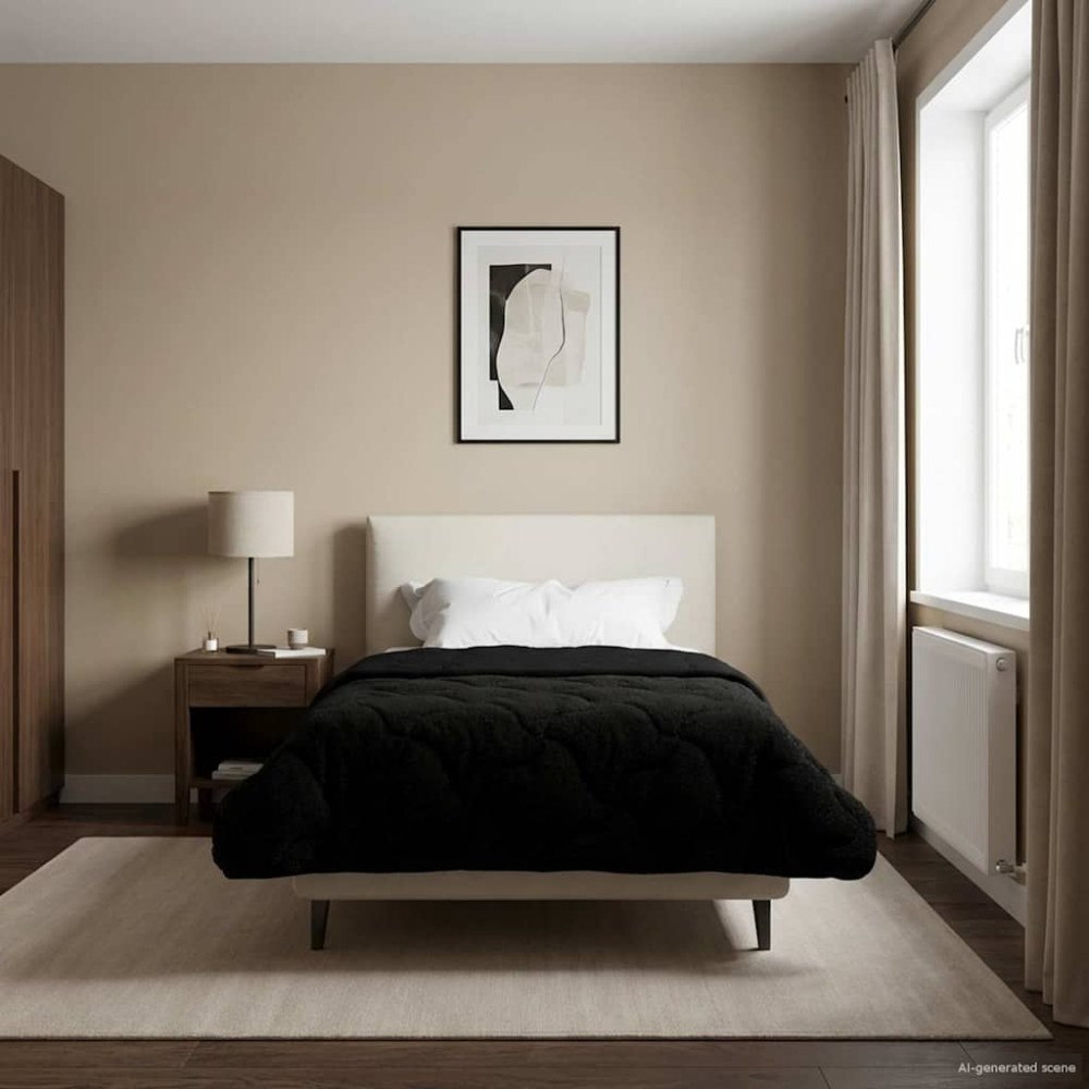 vidaXL Sommar Duvet Svart 155 x 220 cm Mikrofiber och Teddyfleece