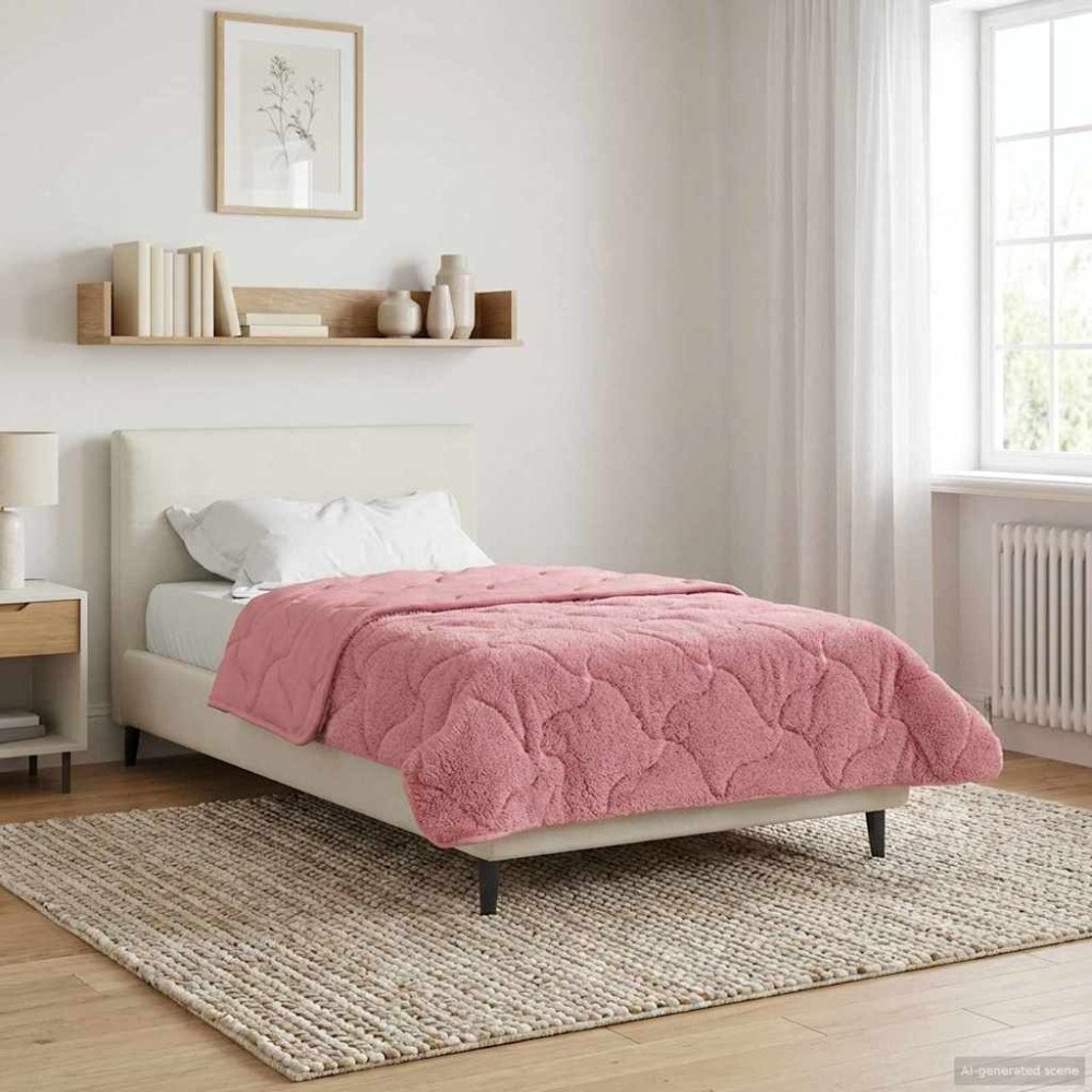 vidaXL Sommar Duvet Rosa 140 x 220 cm Mikrofiber och Teddyfleece