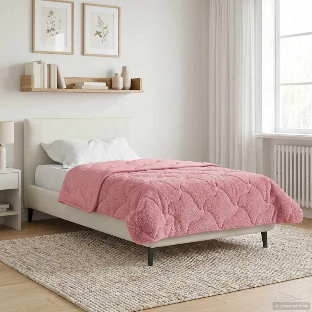 vidaXL Sommar Duvet Rosa 155 x 200 cm Mikrofiber och Teddyfleece