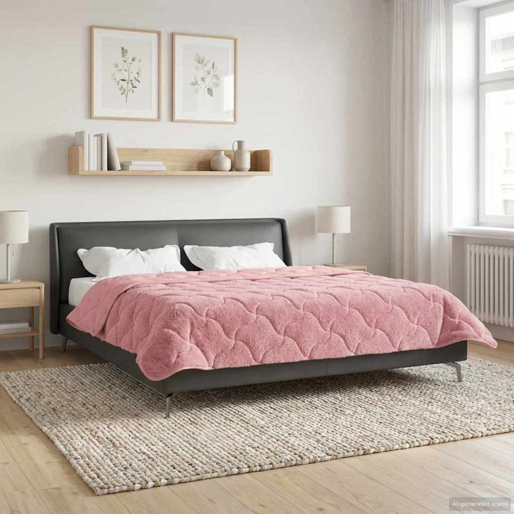 vidaXL Sommar Duvet Rosa 200 x 200 cm Mikrofiber och Teddyfleece