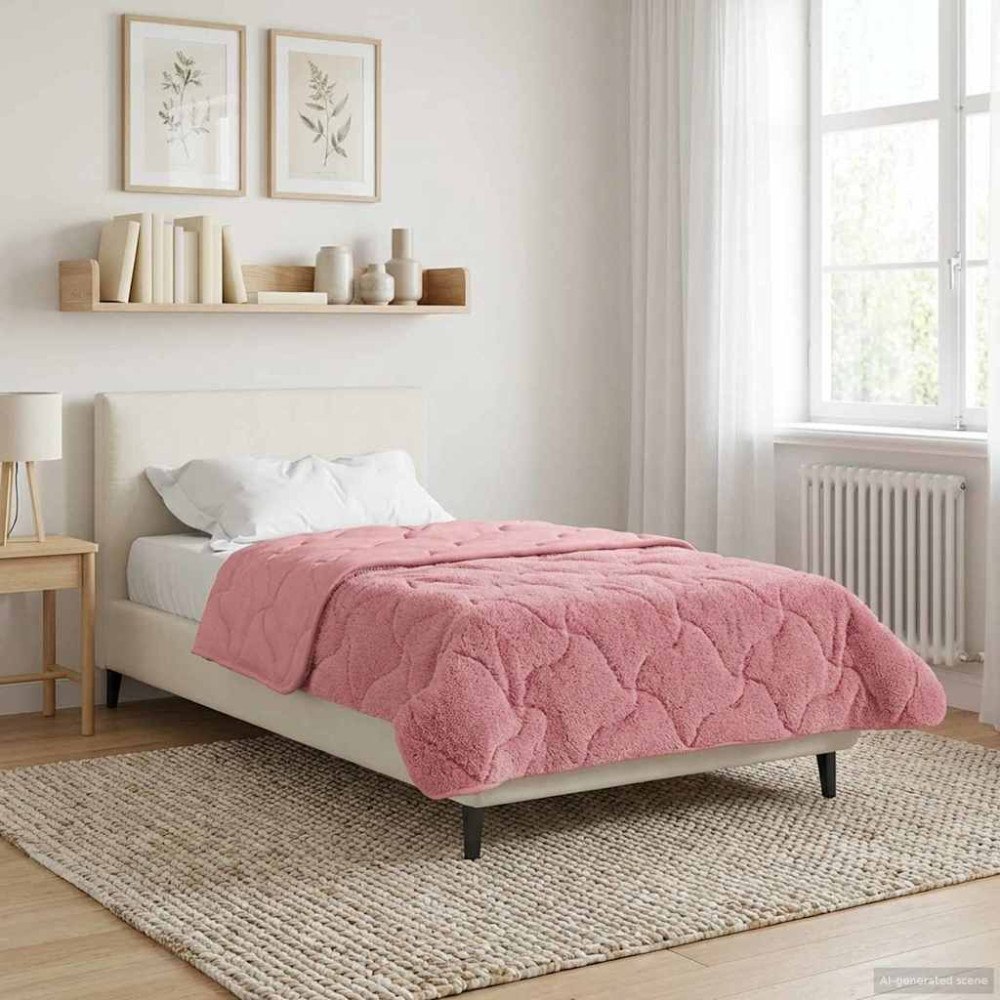 vidaXL Sommar Duvet Rosa 135 x 200 cm Mikrofiber och Teddyfleece