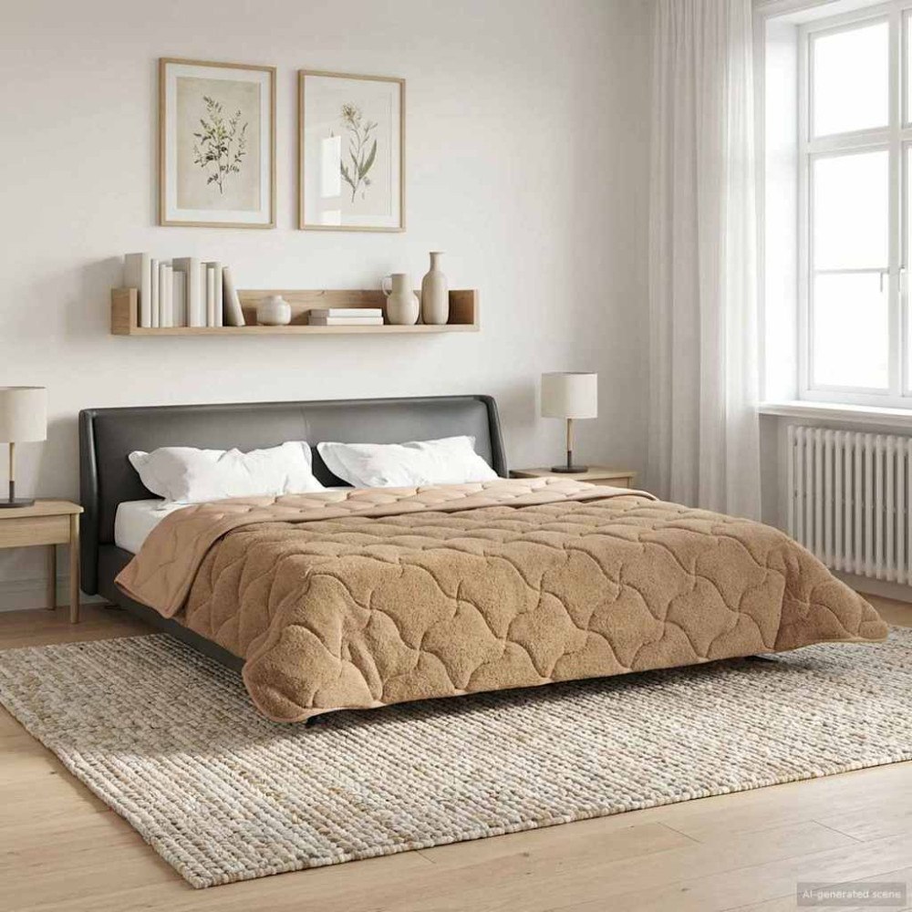 vidaXL Sommar Duvet Taupe 200 x 240 cm Mikrofiber och Teddyfleece