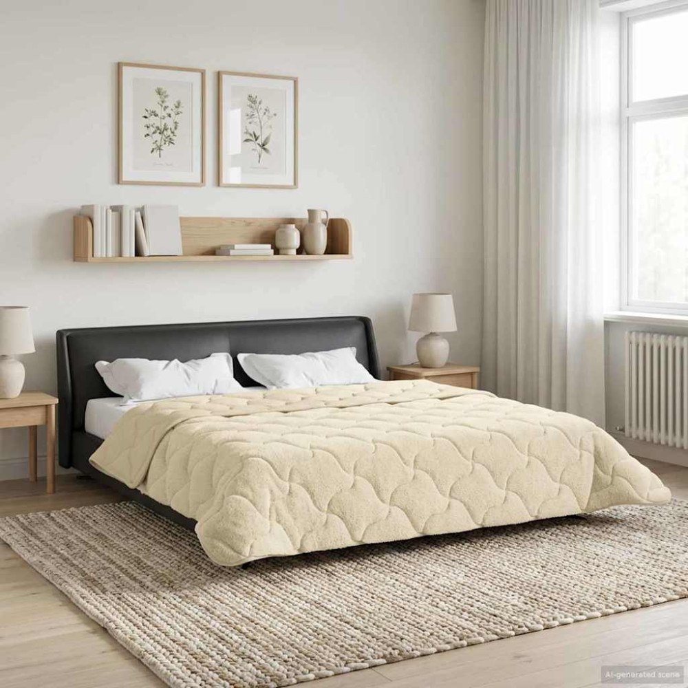 vidaXL Sommar Duvet Kräm 200 x 200 cm Mikrofiber och Teddyfleece