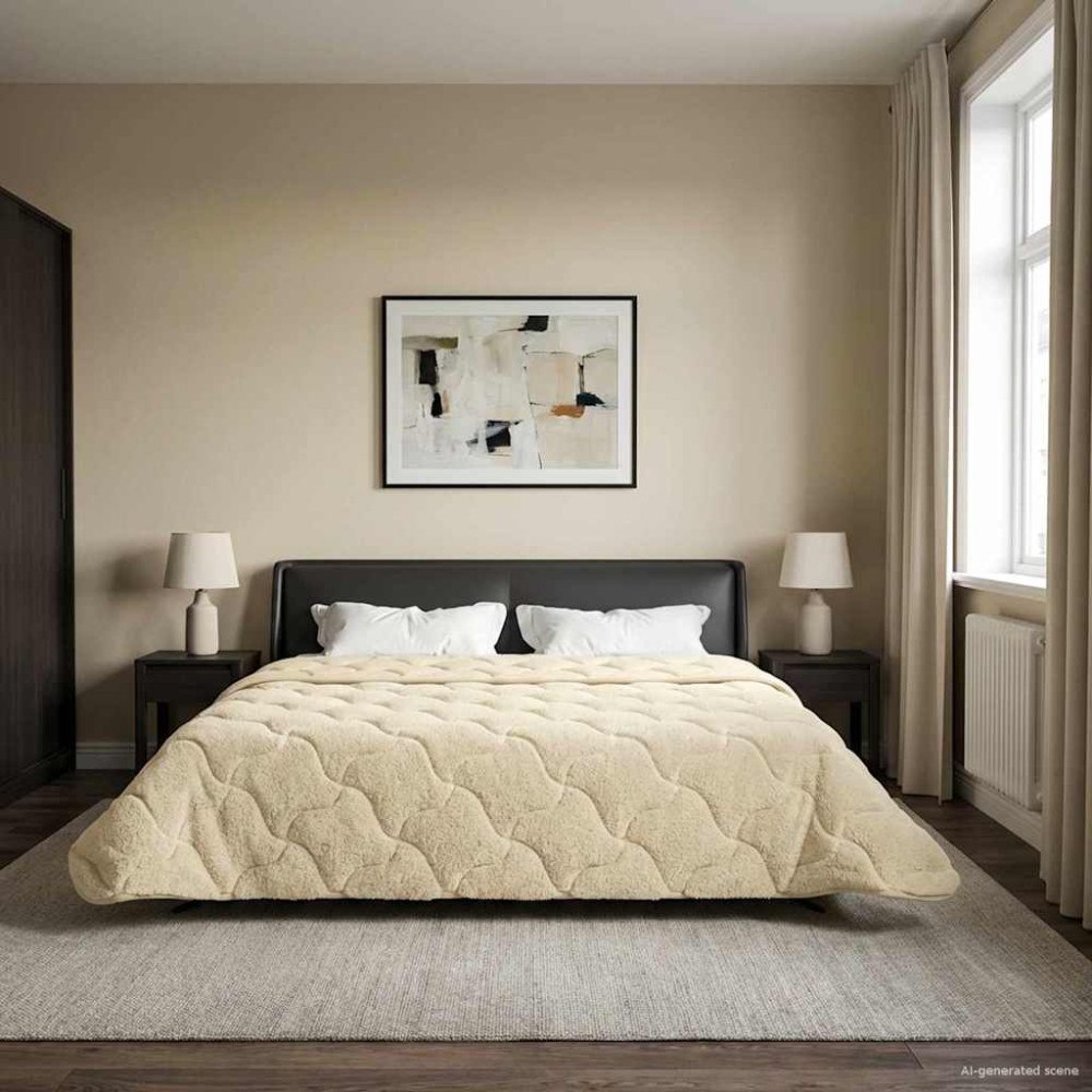 vidaXL Sommar Duvet Kräm 200 x 240 cm Mikrofiber och Teddyfleece