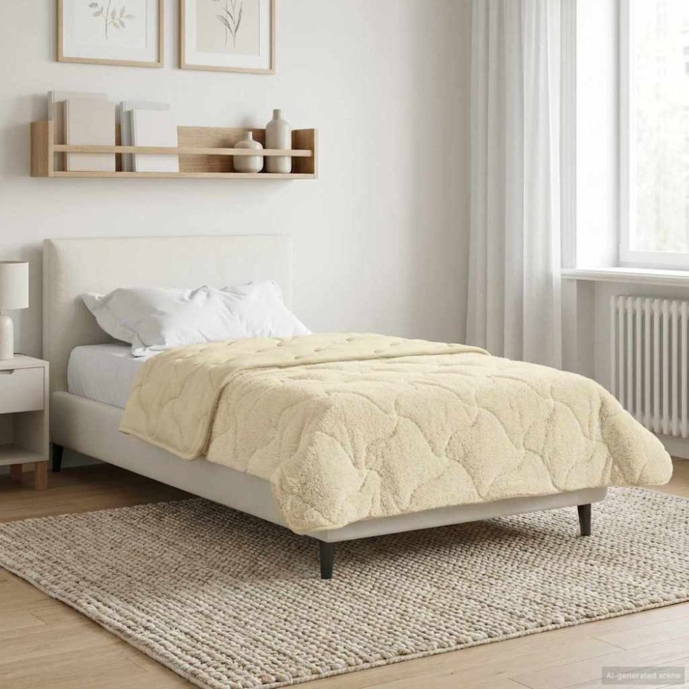 vidaXL Sommar Duvet Kräm 155 x 220 cm Mikrofiber och Teddyfleece