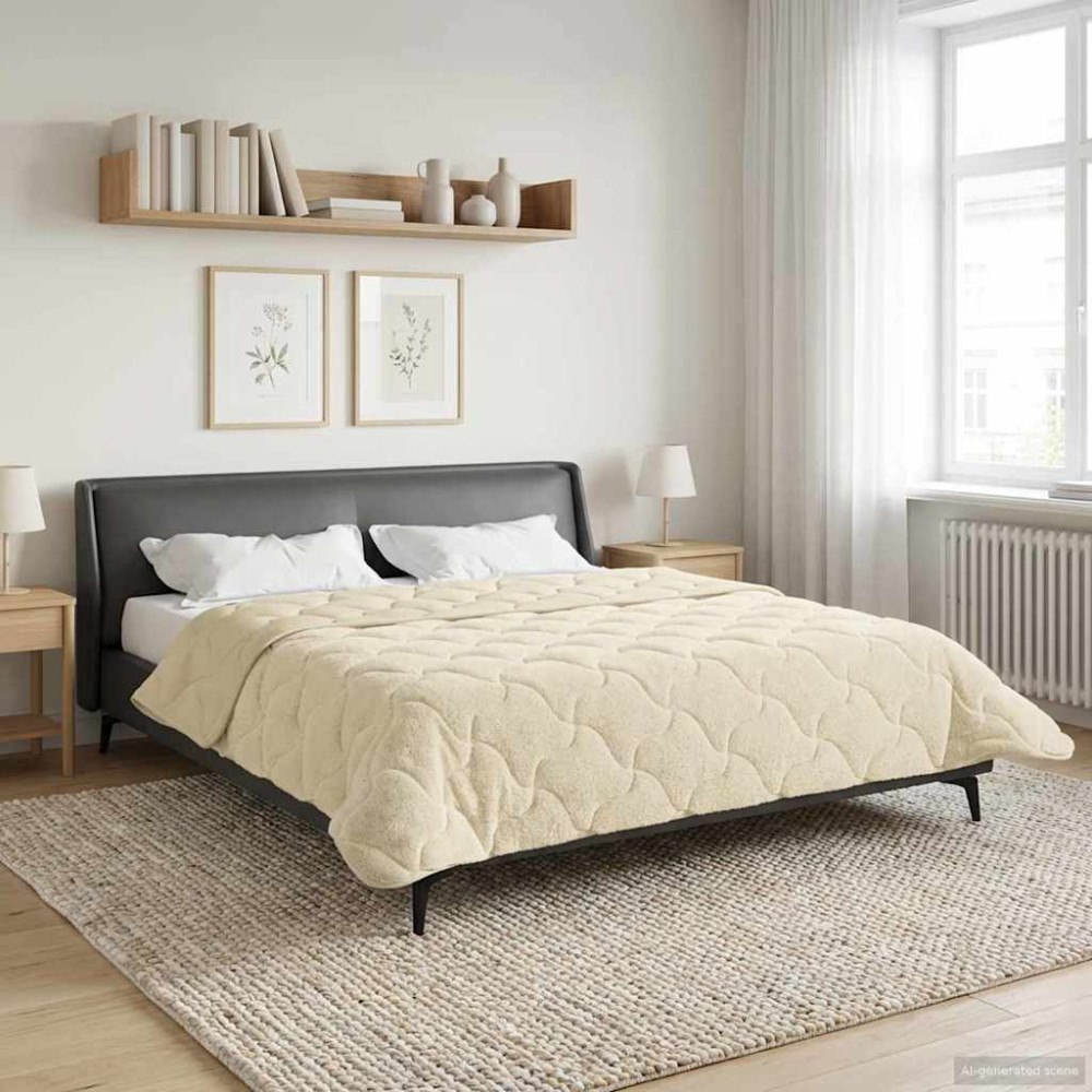 vidaXL Sommar Duvet Kräm 220 x 260 cm Mikrofiber och Teddyfleece