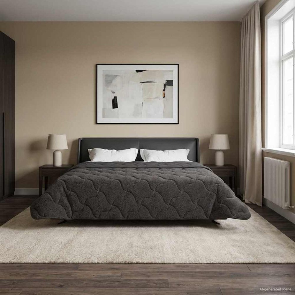 vidaXL Full Års-Duvet Quiltad Antracit 200 x 240 cm