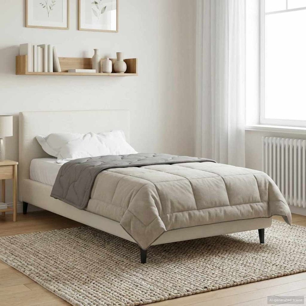 vidaXL Full Års-Duvet Ljusgrå 135 x 200 cm Mikrofiber och Teddyfleece